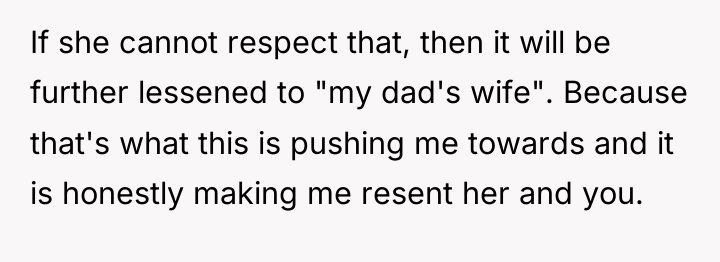 If she cannot respect that, then it will be further...