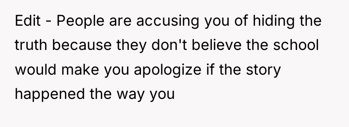 Edit - People are accusing you of hiding the truth...