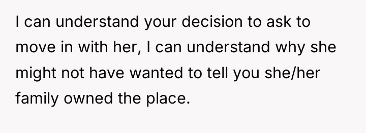 I can understand your decision to ask to move in...