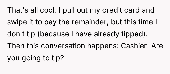 That's all cool, I pull out my credit card and...