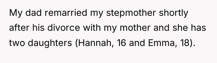 My dad remarried my stepmother shortly after his divorce with...
