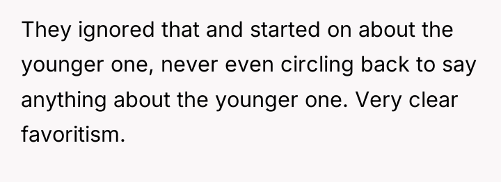 They ignored that and started on about the younger one,...