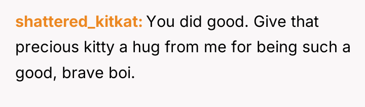 shattered_kitkat You did good. Give that precious kitty a hug...