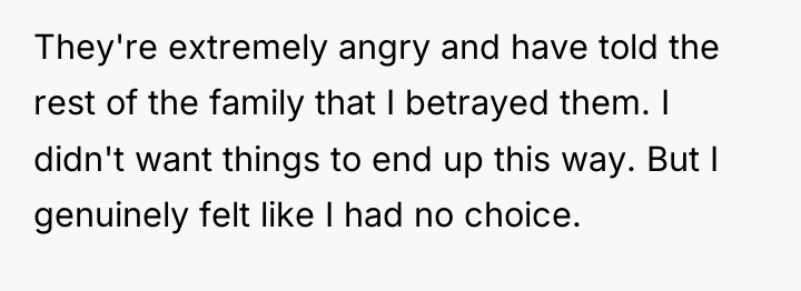 They're extremely angry and have told the rest of the...