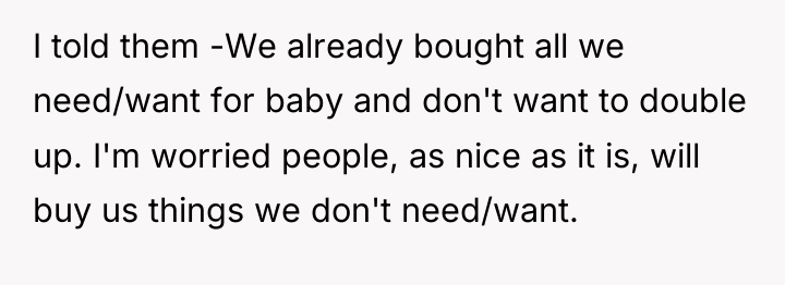 I told them -We already bought all we need/want for...