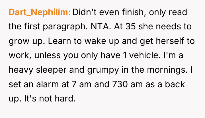 Dart_Nephilim Didn't even finish, only read the first paragraph. NTA....