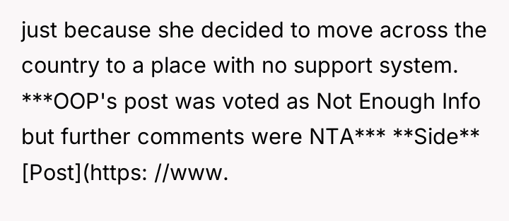 just because she decided to move across the country to...