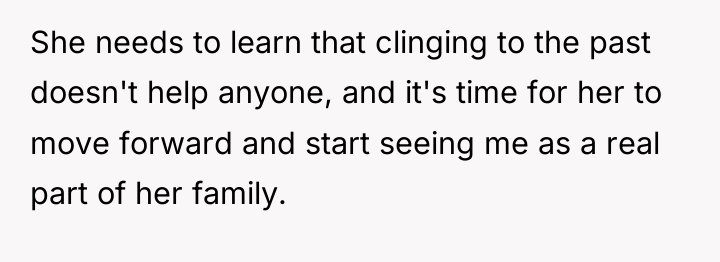 She needs to learn that clinging to the past doesn't...