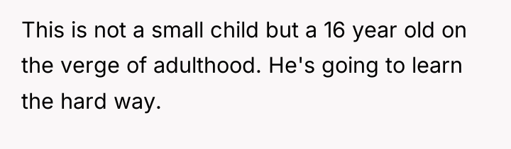 This is not a small child but a 16 year...