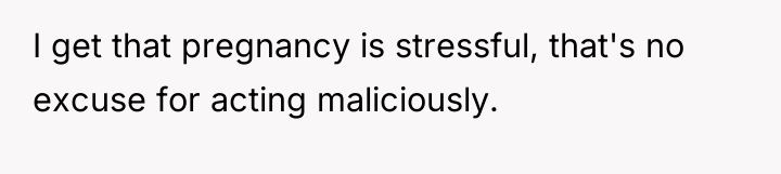 I get that pregnancy is stressful, that's no excuse for...