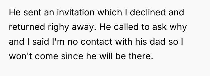 He sent an invitation which I declined and returned righy...