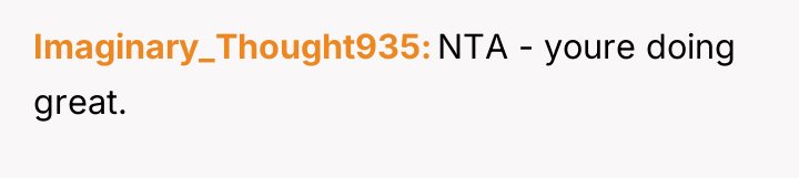 Imaginary_Thought935 NTA - youre doing great.