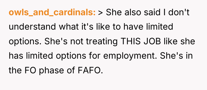 owls_and_cardinals > She also said I don't understand what it's...