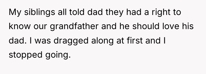My siblings all told dad they had a right to...