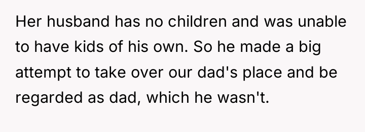 Her husband has no children and was unable to have...