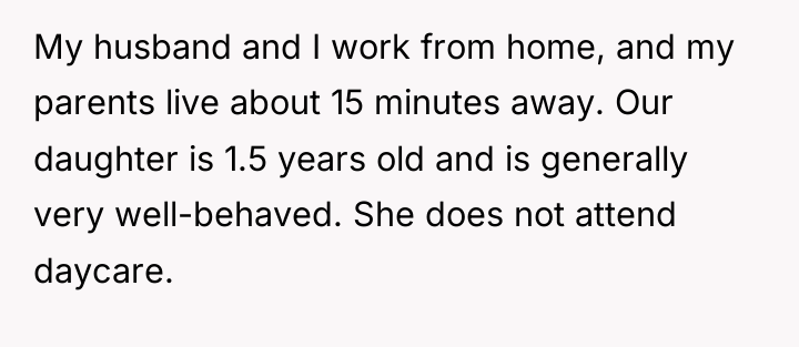 My husband and I work from home, and my parents...