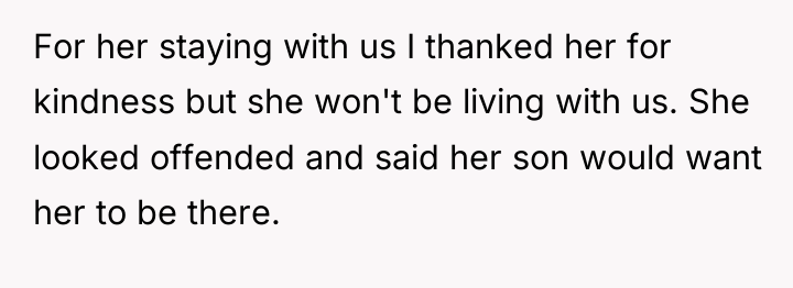 For her staying with us I thanked her for kindness...