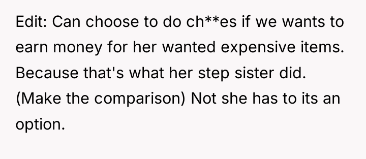 Edit: Can choose to do ch**es if we wants to...