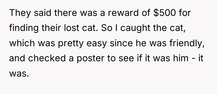 They said there was a reward of $500 for finding...
