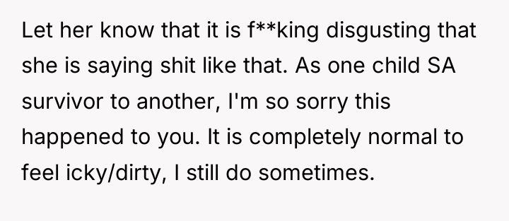 Let her know that it is f**king disgusting that she...