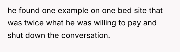 he found one example on one bed site that was...