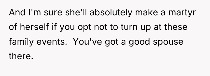 And I'm sure she'll absolutely make a martyr of herself...