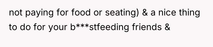 not paying for food or seating) & a nice thing...