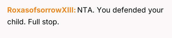 RoxasofsorrowXIII NTA. You defended your child. Full stop.