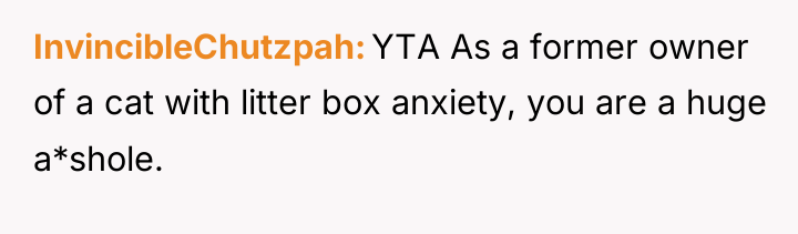 InvincibleChutzpah YTA As a former owner of a cat with...