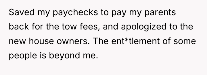 Saved my paychecks to pay my parents back for the...