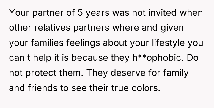 Your partner of 5 years was not invited when other...