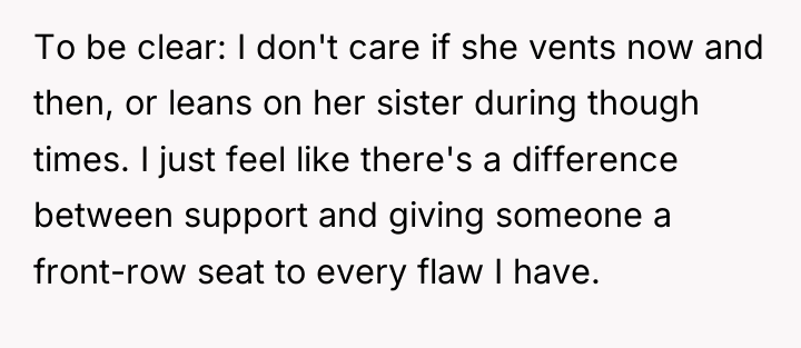 To be clear: I don't care if she vents now...