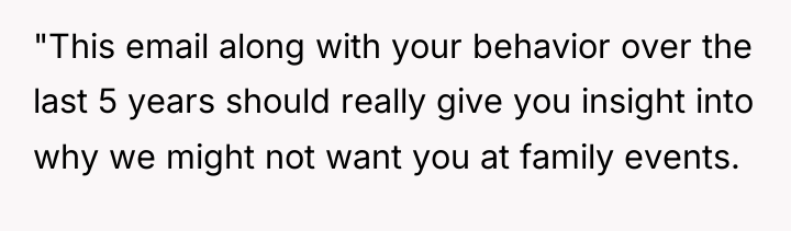 "This email along with your behavior over the last 5...