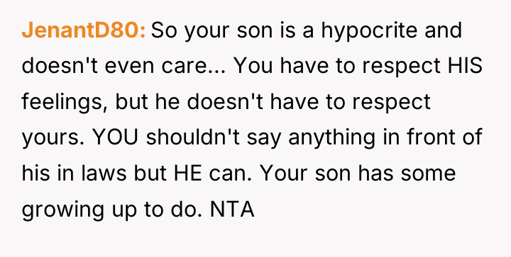JenantD80 So your son is a hypocrite and doesn't even...