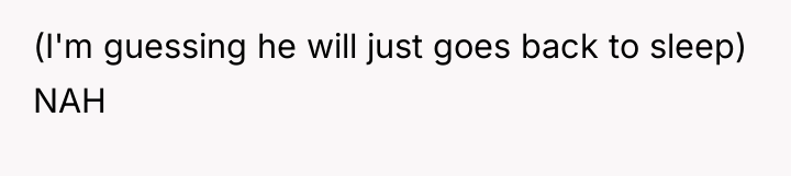 (I'm guessing he will just goes back to sleep) NAH