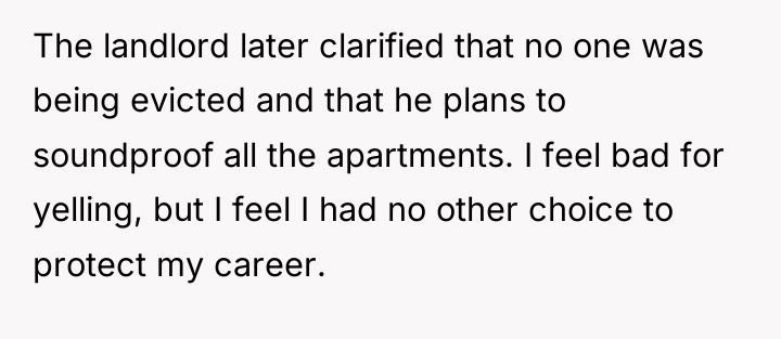 The landlord later clarified that no one was being evicted...