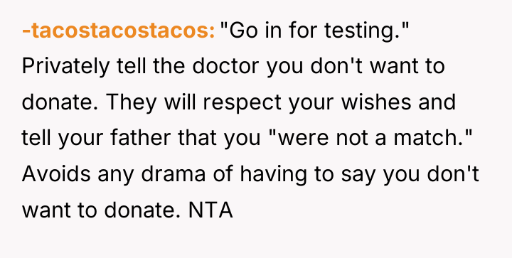 -tacostacostacos "Go in for testing." Privately tell the doctor you...