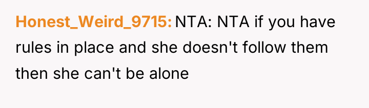 Honest_Weird_9715 NTA: NTA if you have rules in place and...