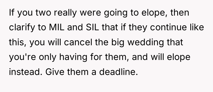 If you two really were going to elope, then clarify...
