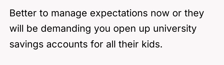 Better to manage expectations now or they will be demanding...