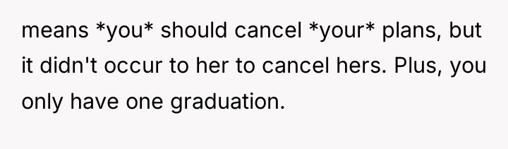 means *you* should cancel *your* plans, but it didn't occur...