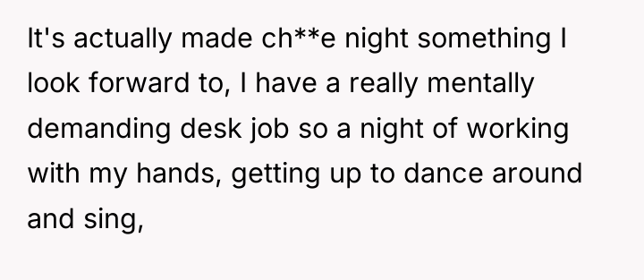 It's actually made ch**e night something I look forward to,...