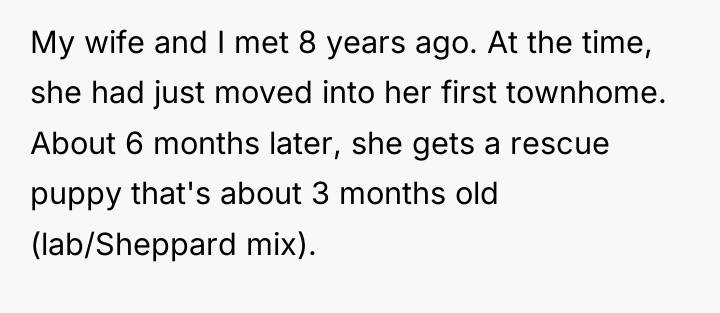 My wife and I met 8 years ago. At the...