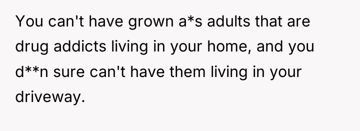 You can't have grown a*s adults that are drug addicts...