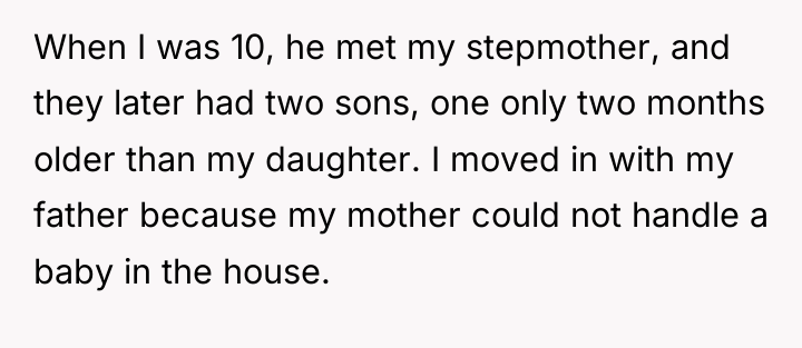 When I was 10, he met my stepmother, and they...
