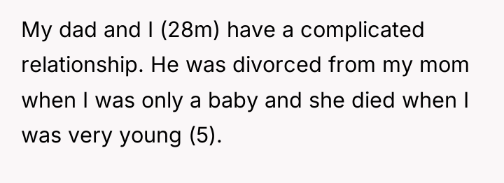 My dad and I (28m) have a complicated relationship. He...