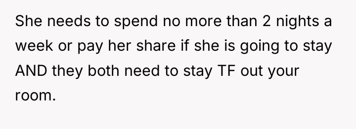 She needs to spend no more than 2 nights a...