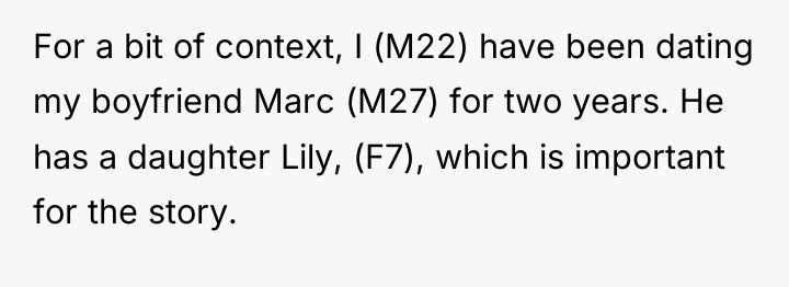 For a bit of context, I (M22) have been dating...