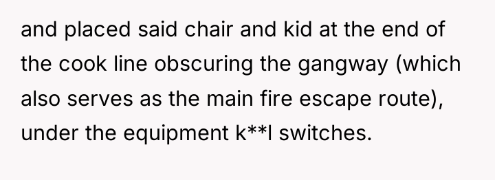 and placed said chair and kid at the end of...