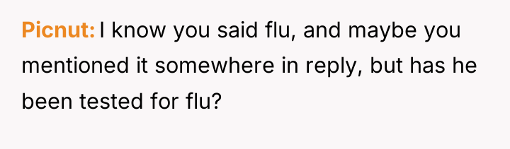 Picnut I know you said flu, and maybe you mentioned...